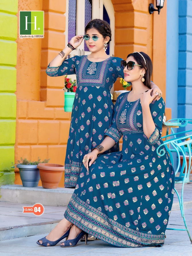 Ridhi Shidhi By Hirwa Daughter Printed Anarkali Kurti Collection
